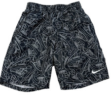 Nike All Over Print Air Max Sneaker Youth Boys Black Lined Swim Shorts Medium