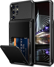For Galaxy S22 Ultra Case Wallet Card Holder Cover Full Body Armor Shockproof