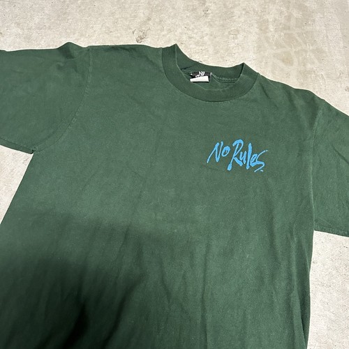 Vintage 90s No Rules T Shirt Mens Green Takeoffs Are optional Extreme Sport M/L - 第 3/8 張圖片