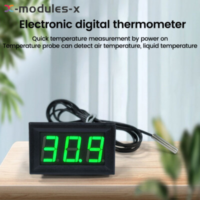 DC12V 0.56 Inch LED Digital Intelligent Thermometer + Waterproof NTC Metal Probe