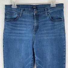 Express Womens Size 16 Blue Mid Rise Straight Leg Stretch Denim Jean Medium Wash