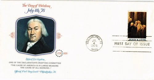 Dr Jim Stamps FDC 13c John Hancock Scott 1694 Philadelphia '76 Monarch Size