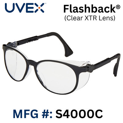 Clear safety glasses w/ Anti-Fog Coating  - Uvex Flashback (#S4000c) - 1 pr