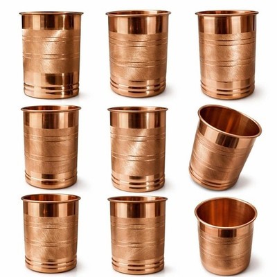 Pure Copper Water Glass Smooth Drinking Tumbler Ayurveda Health Benefits SELECT