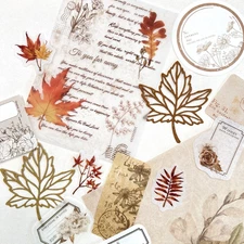 Autumn Washi Paper Stickers Vellum Paper Set Scrapbook Journal *See Description*