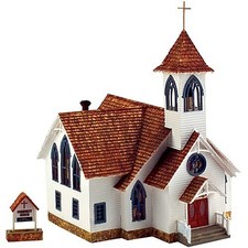 Woodland Community Church - HO Scale Model Railroad Building - br5041