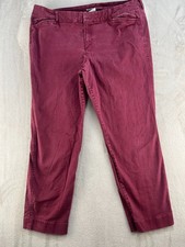 Old Navy Pixie Chino Pants Womens 16 Regular Red Mid Rise Ankle Trousers