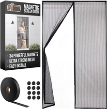 GORILLA GRIP Magnetic Screen Door, Hands Free Mesh Curtain 82 x 38, Black 