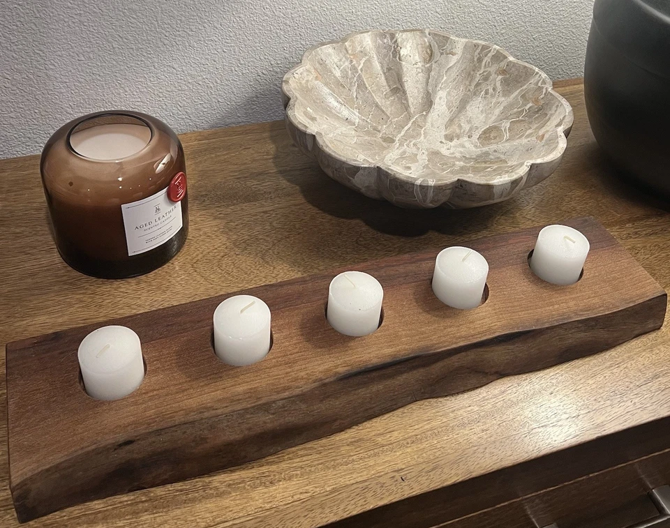 Candelabro de luz de té de borde vivo hecho a mano rústico decoración de granja vacaciones Foto 2 de 4