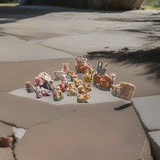 Vintage Pig Lot Miniatures Small Figurines 19 Peices Mixed Textures