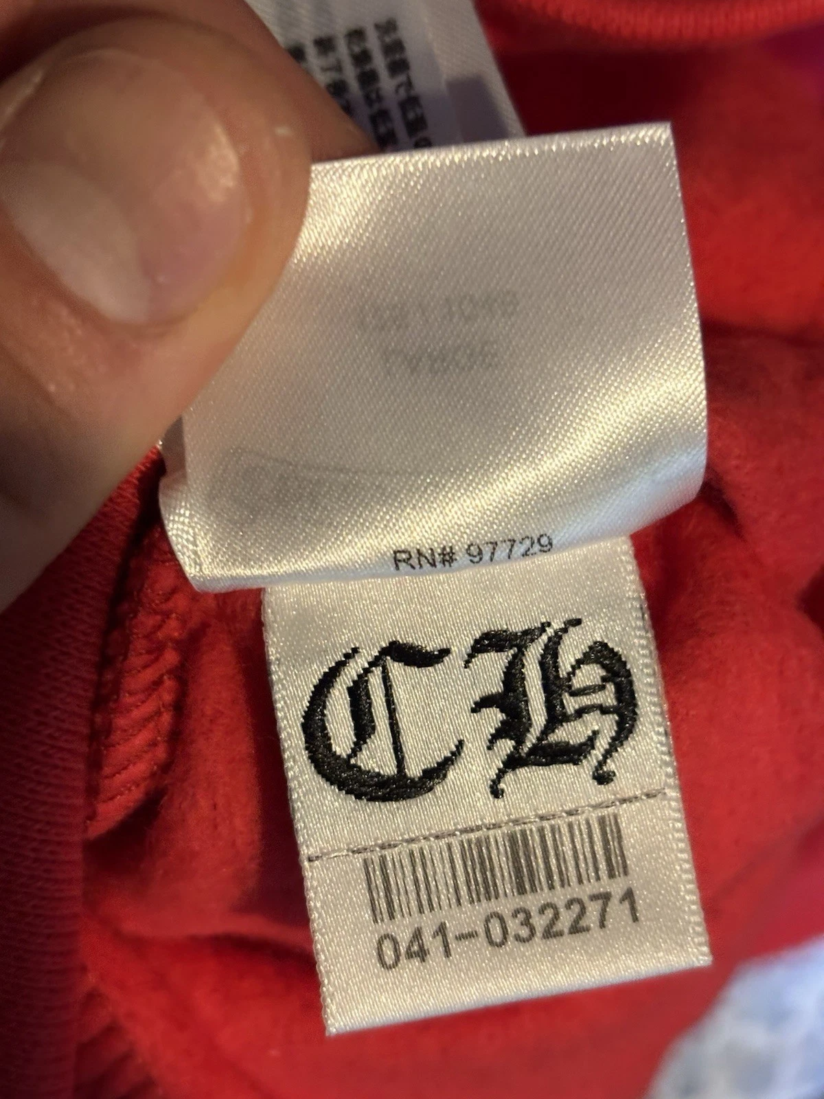 Felpa con cappuccio Chrome Hearts Script Logo Rosso Bianco Xs Extra Small Nuova