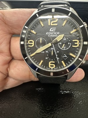 Casio Men's Edifice EFR553L-1B Chronograph Leather Band Watch | eBay