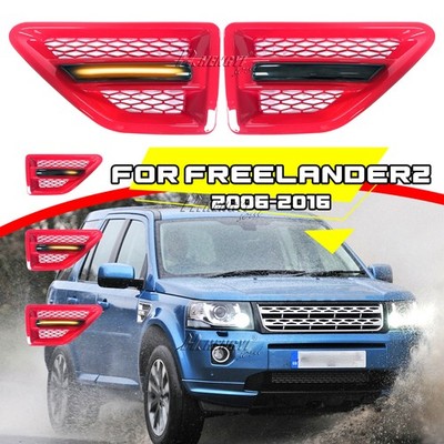 Red Side Air Flow Vent Fender Grille + Light for Land Rover Freelander 2 LR2