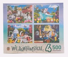 MasterPieces Wild and Whimsical 4 Pack 500 Piece Animals Jigsaw Puzzles NEW 