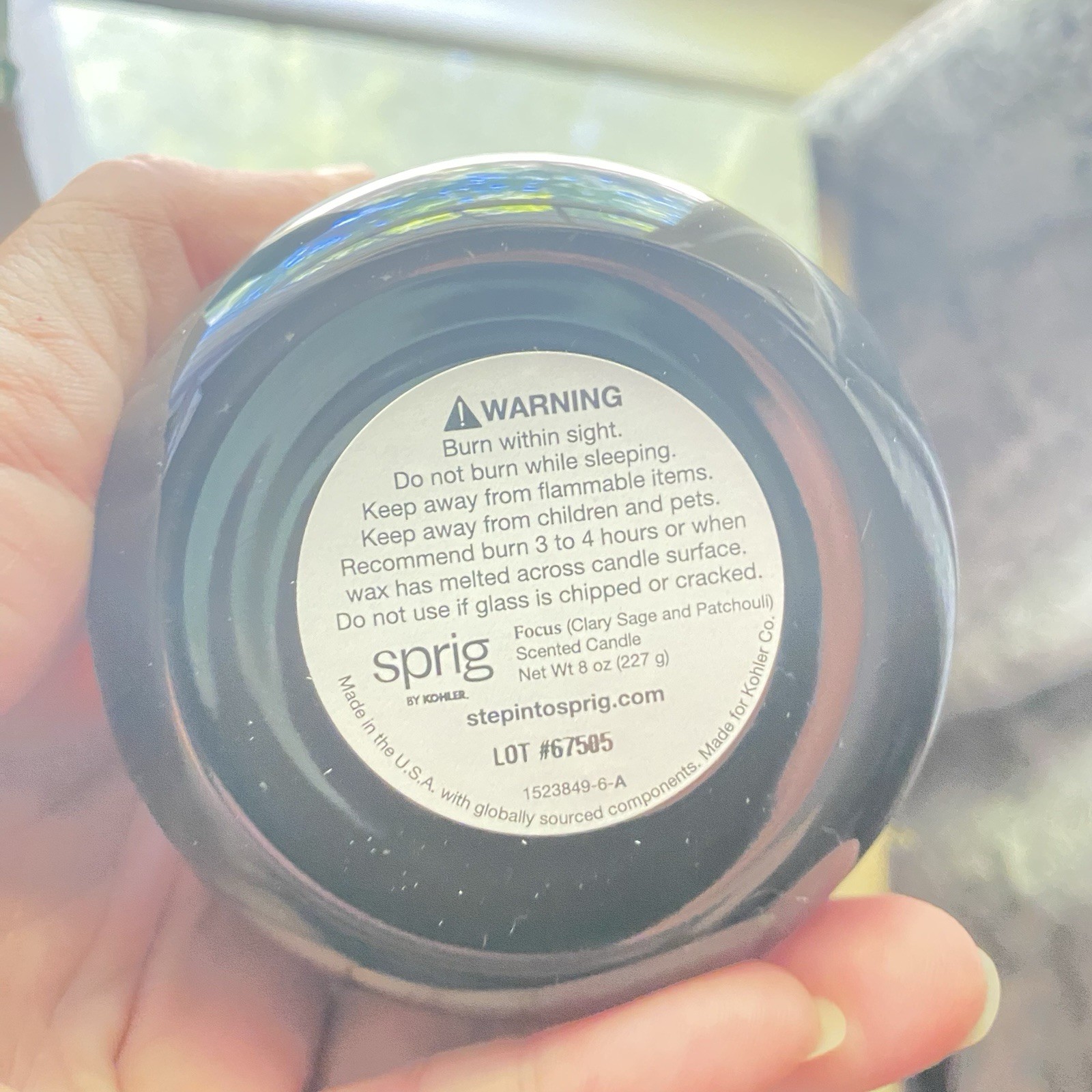 Sprig by Kohler Focus Aromatherapy Candle with Sage & Patchouli - 8 oz NEW