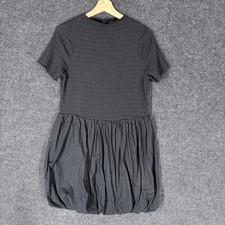 Asos Dress Women 12 Black Sheath Short Crew Neck Lined Short Sleeve Hook & Eye