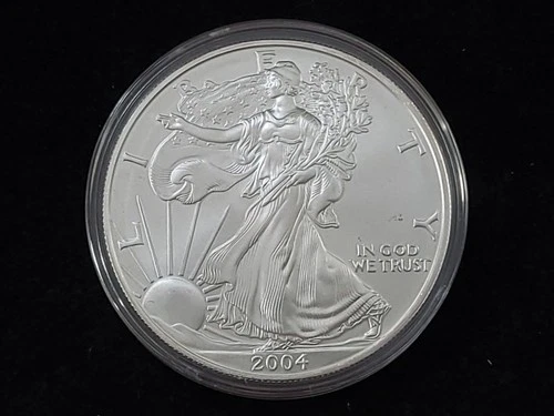 2004 American Silver Eagle 1 oz Fine Silver Dollar 02 NICE!