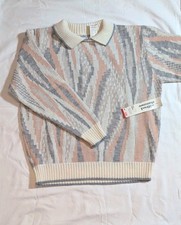 Vintage Alfred Dunner Collared Sweater Cream Pink Gray Size XL NWT