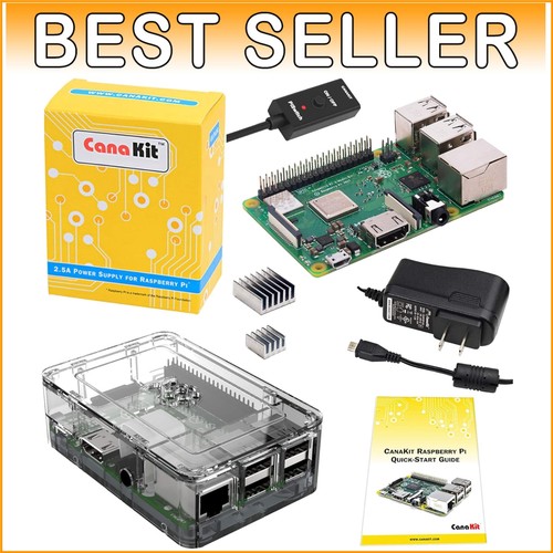 Raspberry Pi 3 B+ with 2.5A Power Supply & Clear Case – Ultimate Project Starter