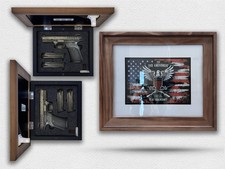 Hidden Storage Photo Frame for Gun and Valuables / RUSTIC WOOD 