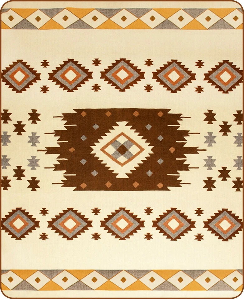 EXTRA LARGE THICK SOFT & WARM ALPACA WOOL BLANKET 90x76" AZTEC GEOMETRIC PATTERN - Image 3 of 4