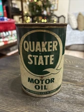 Vintage Quaker State Motor Oil 1 Quart Metal Can Empty