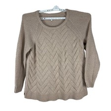 Sonoma Goods For Life Chevron Sweater IX Neutral Beige Long Sleeve Knit Pullover