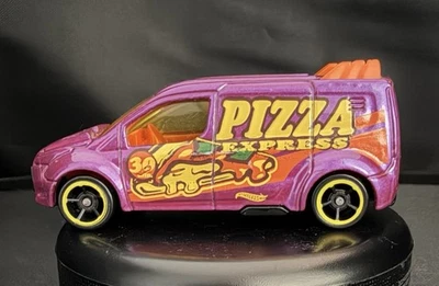 🟣Hot Wheels Ford Transit Connect Van Pizza Express Purple 1:64 Diecast Toy Car - Image 1 of 4