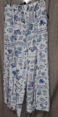 GOA BEACHWEAR By Japna XL Pants Style Resort Blue White Starfish Seahorse Anchor
