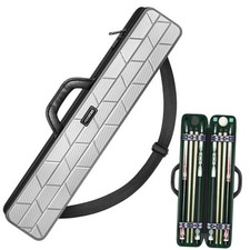 Pool Cue Case, Hard Shell Pool Stick Case 4x4 with 10 Padded Carbon Alloy Grey