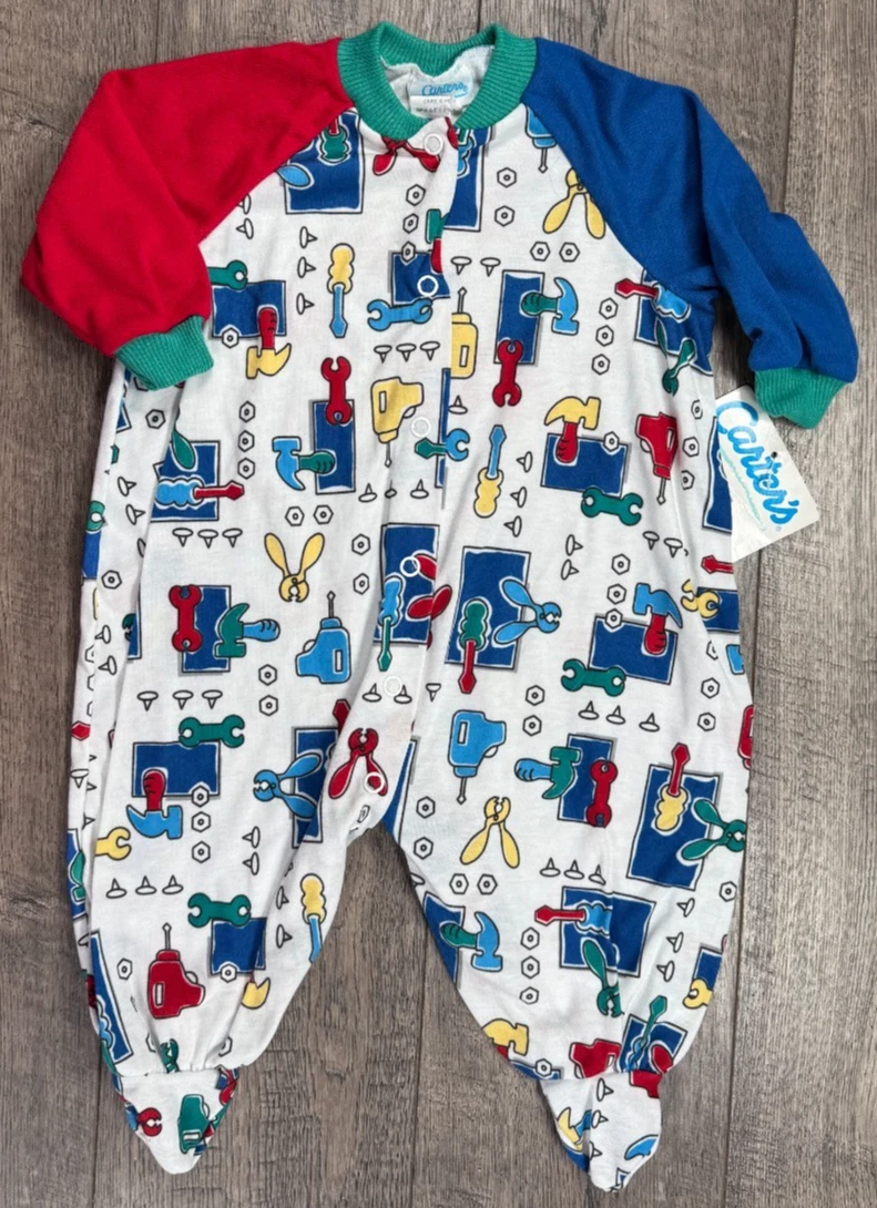 Baby Boy Clothes New Vintage Carter's 3-6 Month Size Med. Tool Footed Outfit