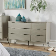 Chest of 6 Drawers Grey Clothing Cabinet Storage Organiser Bedroom B-Seconds