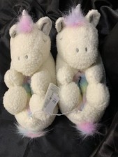 Gap Kids Cozy Warm Unicorn Fur Slippers Size 3 / 4 Retail 39 New Pastel