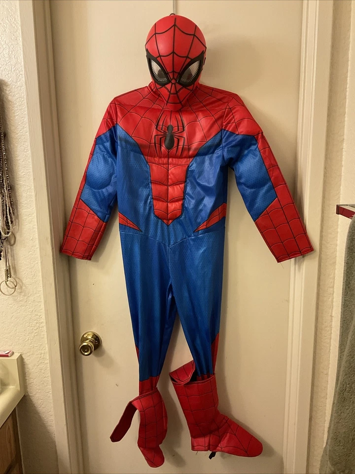 DISFRAZ MONO ACOLCHADO HOMBRE ARAÑA NIÑOS DISFRAZ CON GUANTES Y MÁSCARA TALLA 6~8 Foto 3 de 4