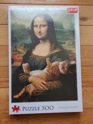 Brand New Sealed Trefl Red 500 Piece Puzzle Mona Lisa & Purring Kitty Bridgeman
