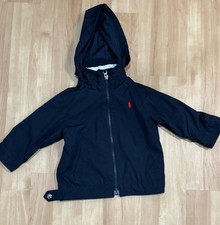 Polo Ralph Lauren Baby Toddler Jacket 18M Navy Blue Hooded Zip Red Pony Logo