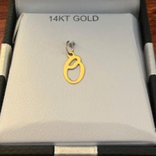 14K Yellow Gold Cutout Letter O Initial Pendant Charm New with Gift Box