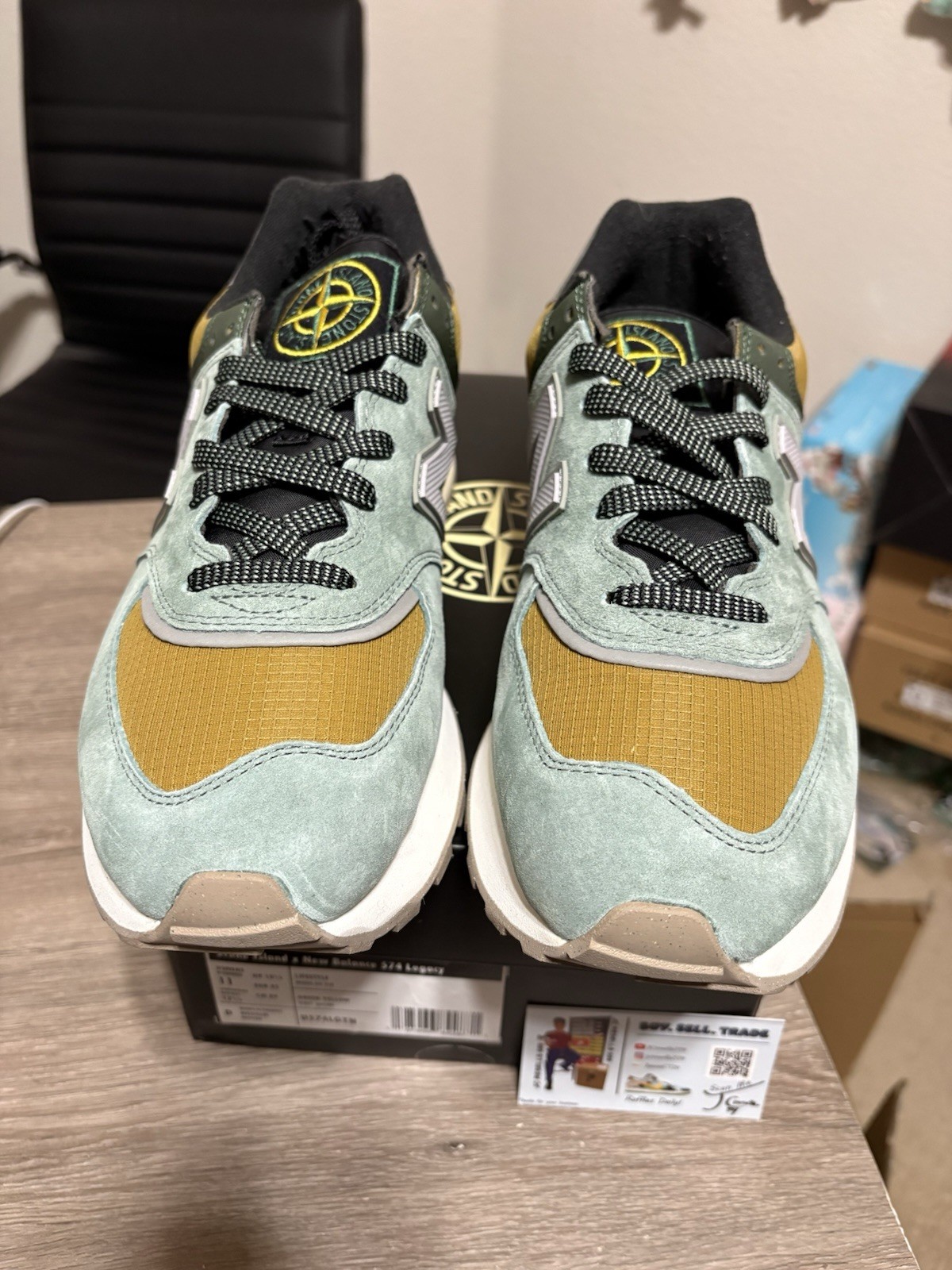 Size 11 - CLEAN New Balance 574 Legacy Stone Island Light Green thumbnail 3