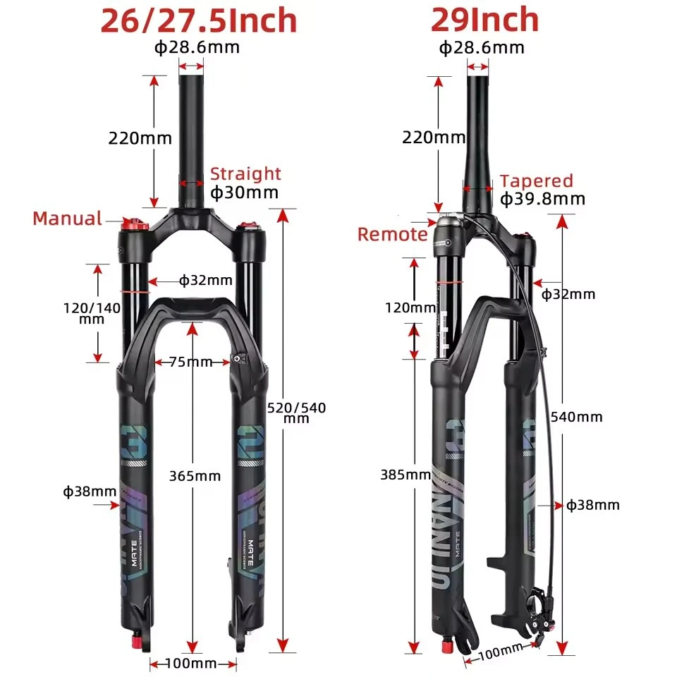 Bicycle Suspension Air Fork 26/27.5/29In Straight/Tapered RL/LO MTB Bike Forks - Image 4 of 4
