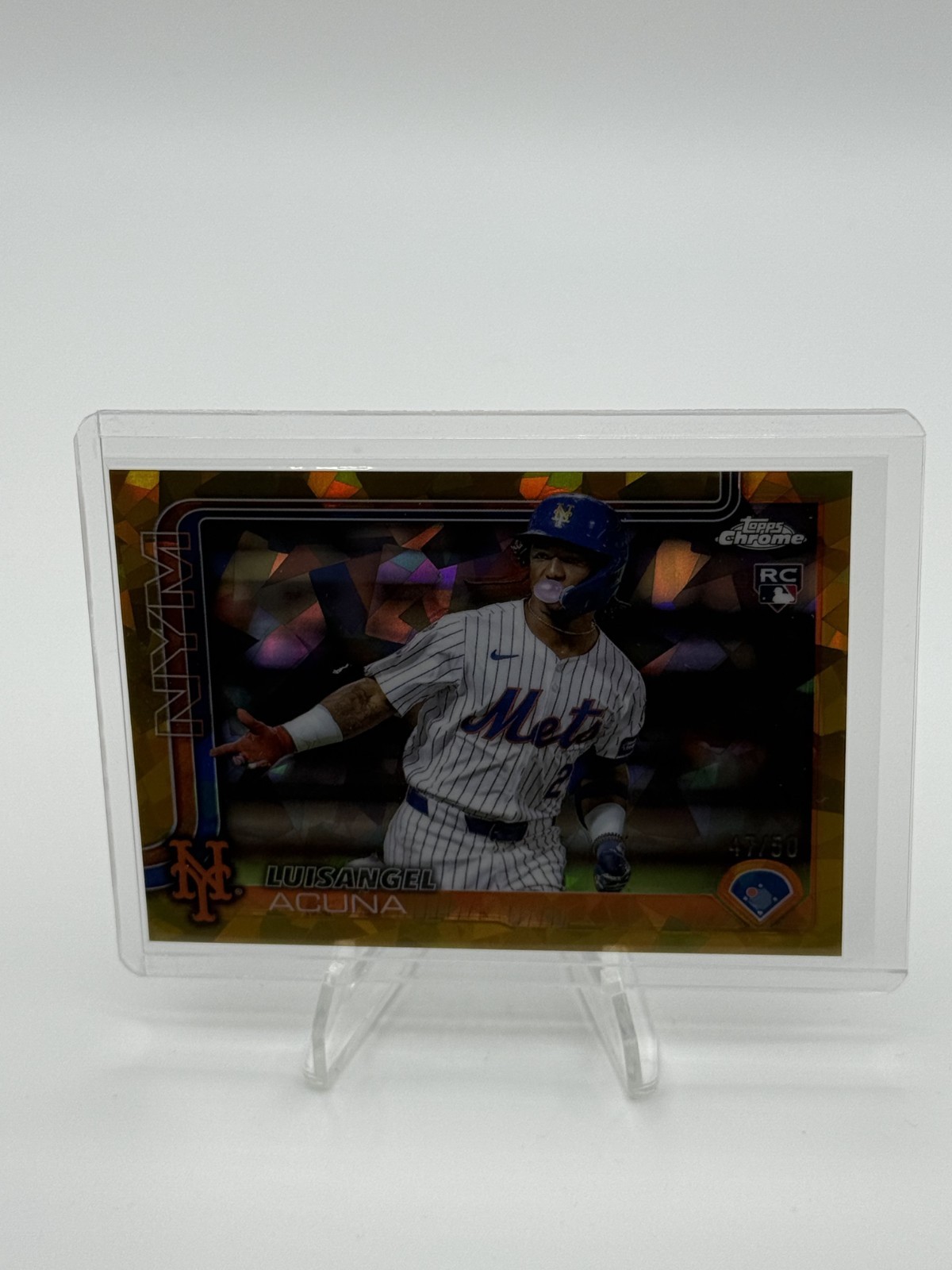 2025 Topps Chrome Sapphire - Luisangel Acuna IV Image Variation Gold Ref /50 #56