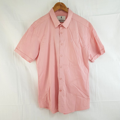Father Sons Stretch Slim Fit Short Sleeve Button Up Shirt Pink XL