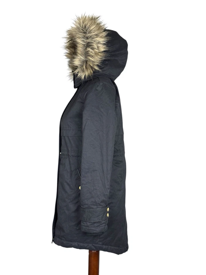 OASIS Coat Women Xs Black Premium Fur Hood Padded Winter Parka Jacket - Image 3 of 4
