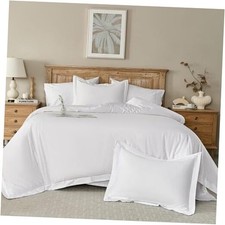100 Egyptian Cotton Duvet Cover Set 400 Thread Queen U.S. Standard White