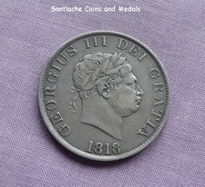 1818 KING GEORGE III SILVER HALFCROWN - SMALL HEAD OBVERSE
