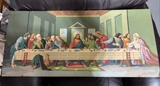 Vintage paint by number PBN The Last Supper No Frame 32x15 Border Damage 1960  s