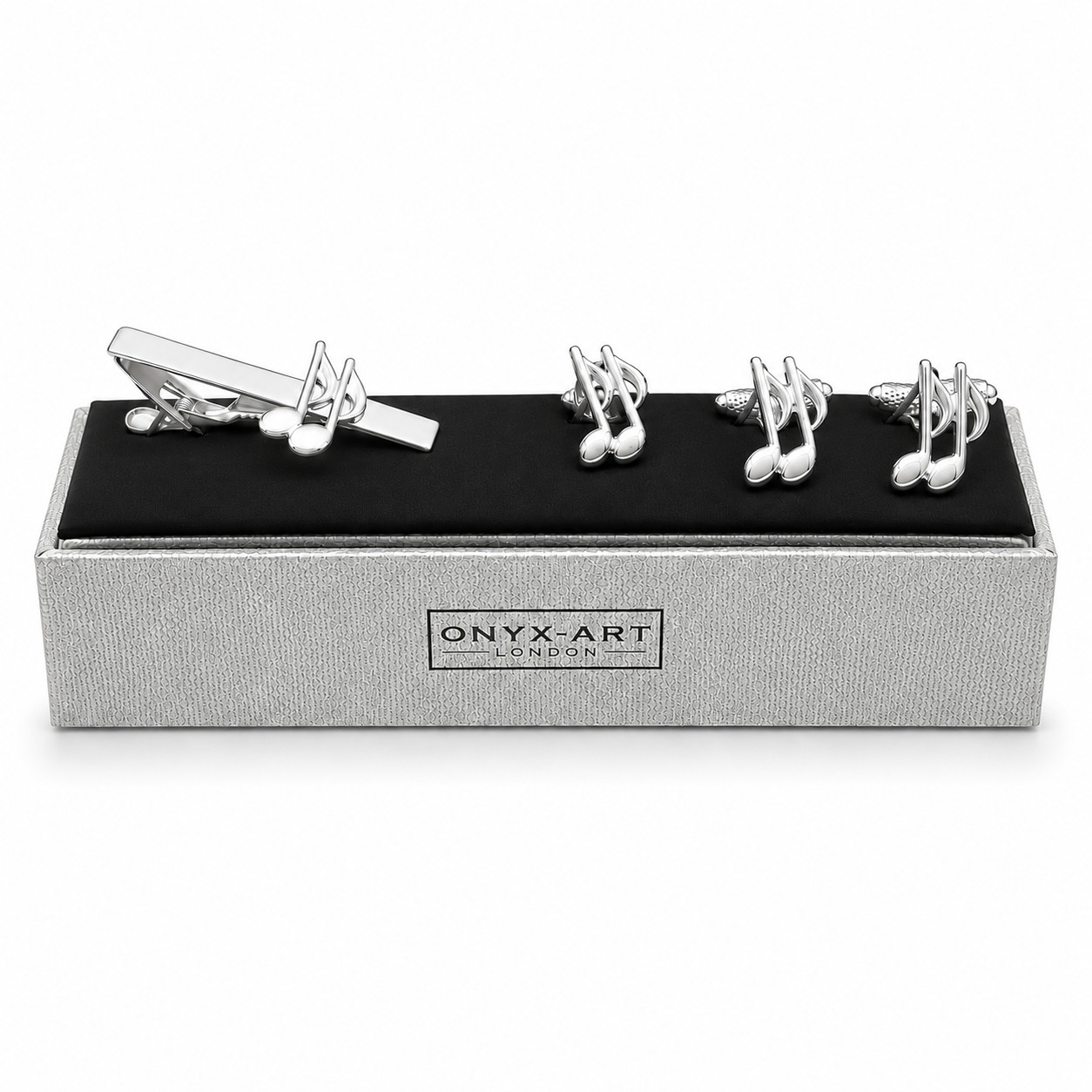Quaver Cufflinks, Lapel Pin & Tie Bar Set for Men – Onyx Art CLT012