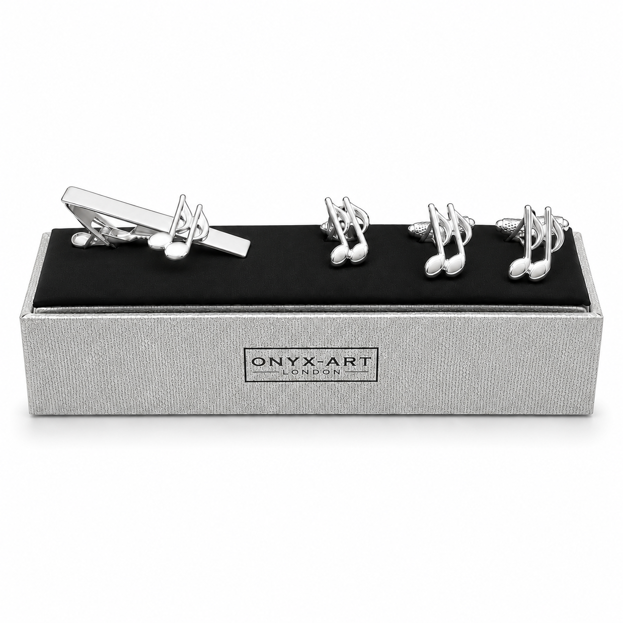 Quaver Cufflinks, Lapel Pin & Tie Bar Set for Men – Onyx Art CLT012
