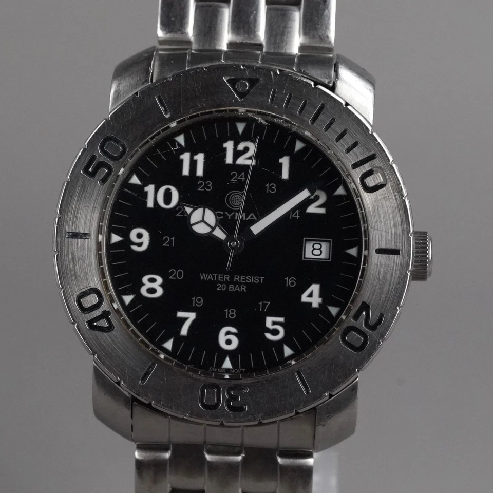 Reloj Hombre CYMA Diver 931 ESFERA NEGRA 39mm Vintage Batería Nueva Foto 3 de 4