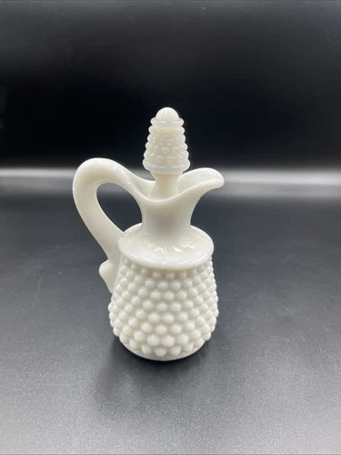 Vintage Westmoreland Hobnail Milk Glass 4" Oil/Vinegar Cruet c. 1950