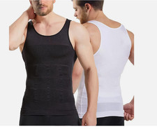 Mens Slimming Body Shaper Belly Chest Compression Vest Girdle T-Shirt Tank Top